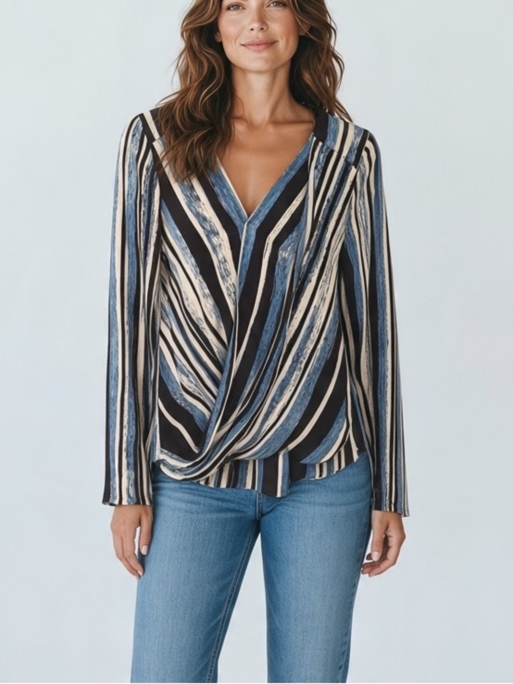 Parker 100% Silk Wrap Style Blouse Med